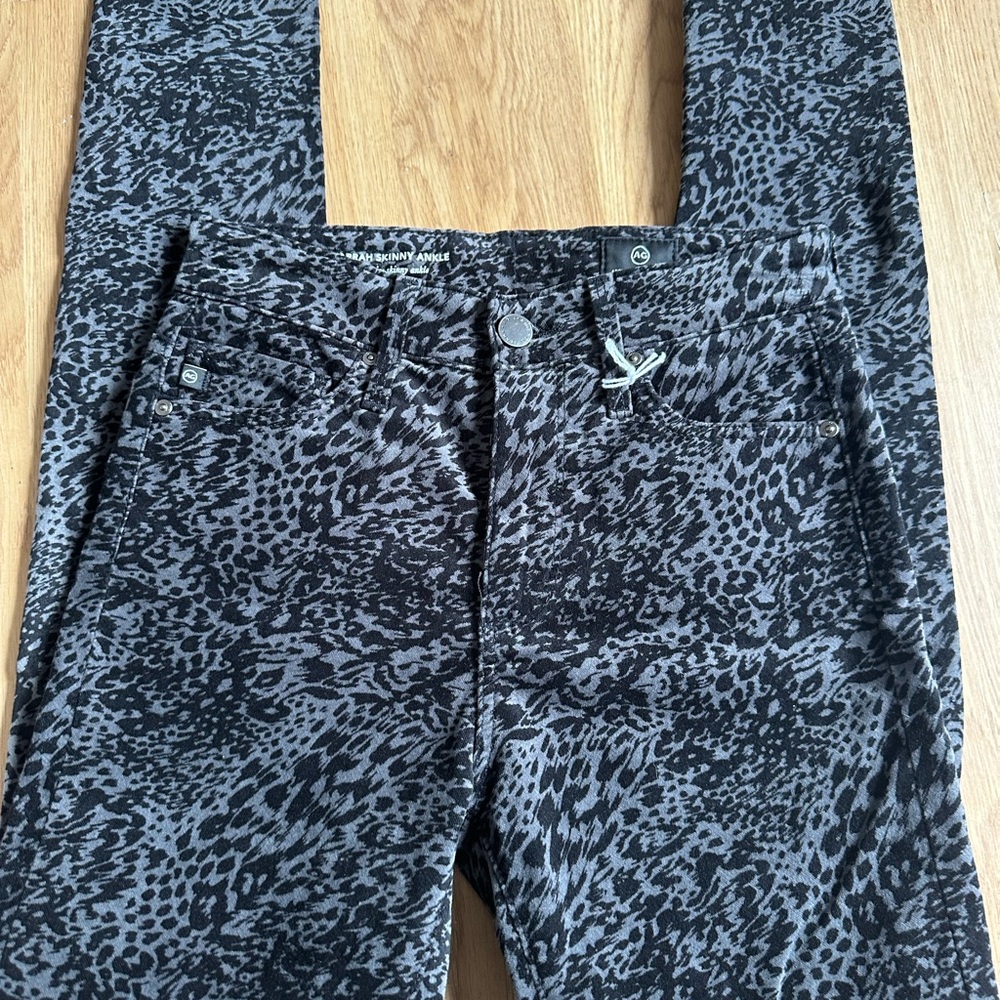 AG Adriano Goldschmied Black and Gray Patterned Skinny Jeans 24